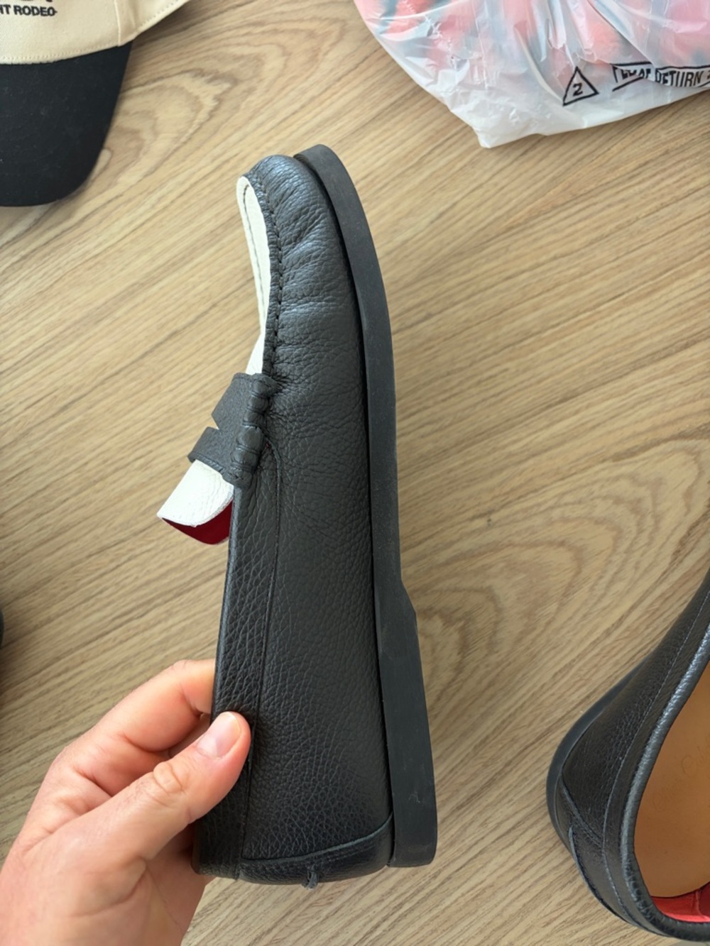 Oliver Cabell Black and White Penny Loafers with Red Lining - Picture 6 of 11